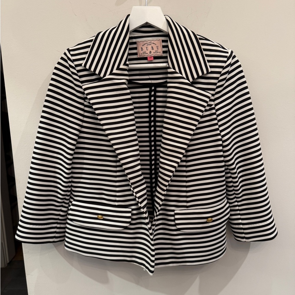 Buru Black and White Striped Blazer, size XS